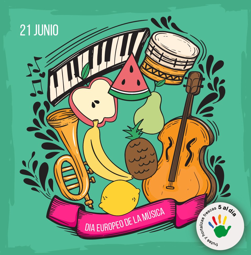 Feliz #DíaEuropeodelaMúsica, celebremos este día con mucho #ritmo 🎶 y #frutasyhortalizas 🍈🍉🍍🥦🍅