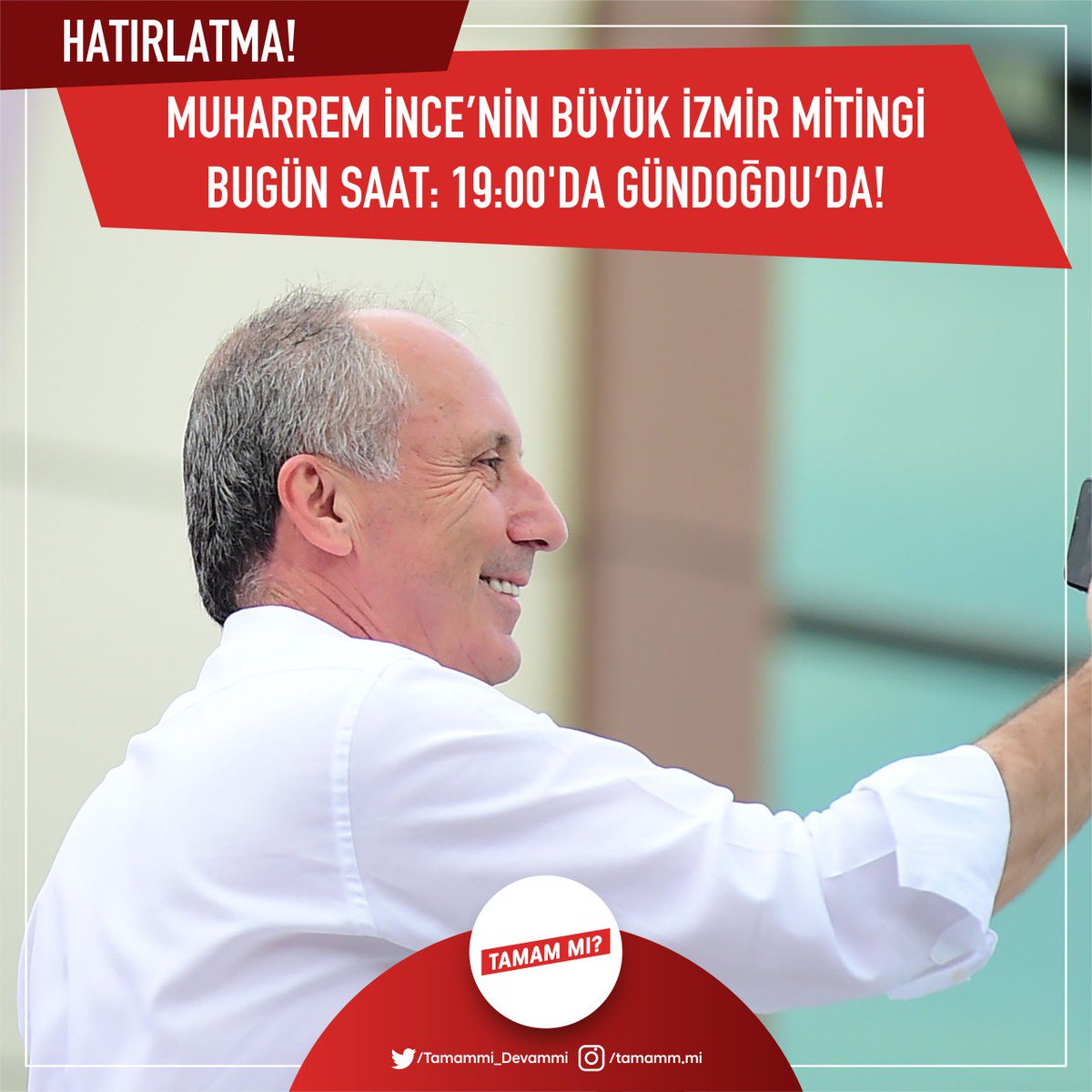 Bugün #izmir Cumhurbaşkanı'na kavuşuyor.Hazir misin İzmir?#MuharremInceİzmirde