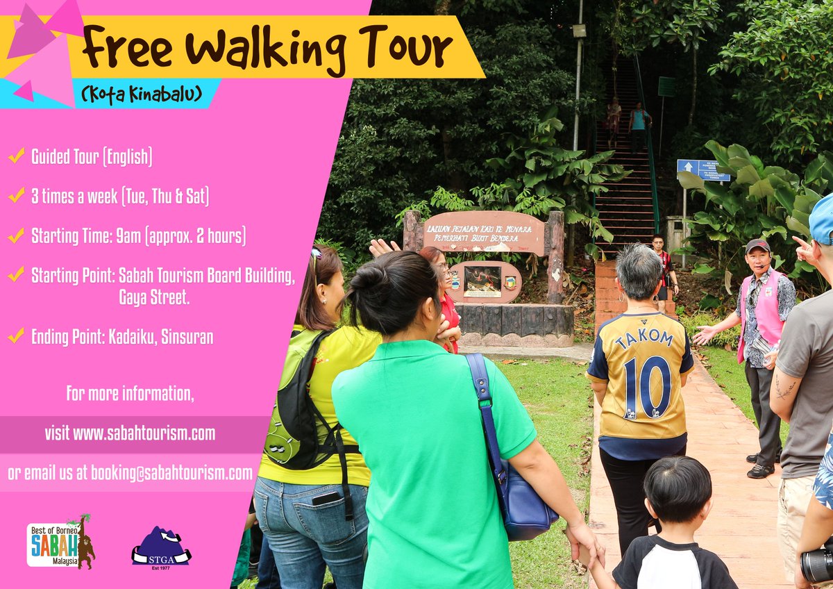 Visit Kota Kinabalu city and join our #FreeWalkingTours !
See and hear about the city with our local guide for #FREE .  3 times weekly , register now at freewalk.sabahtourism.com .