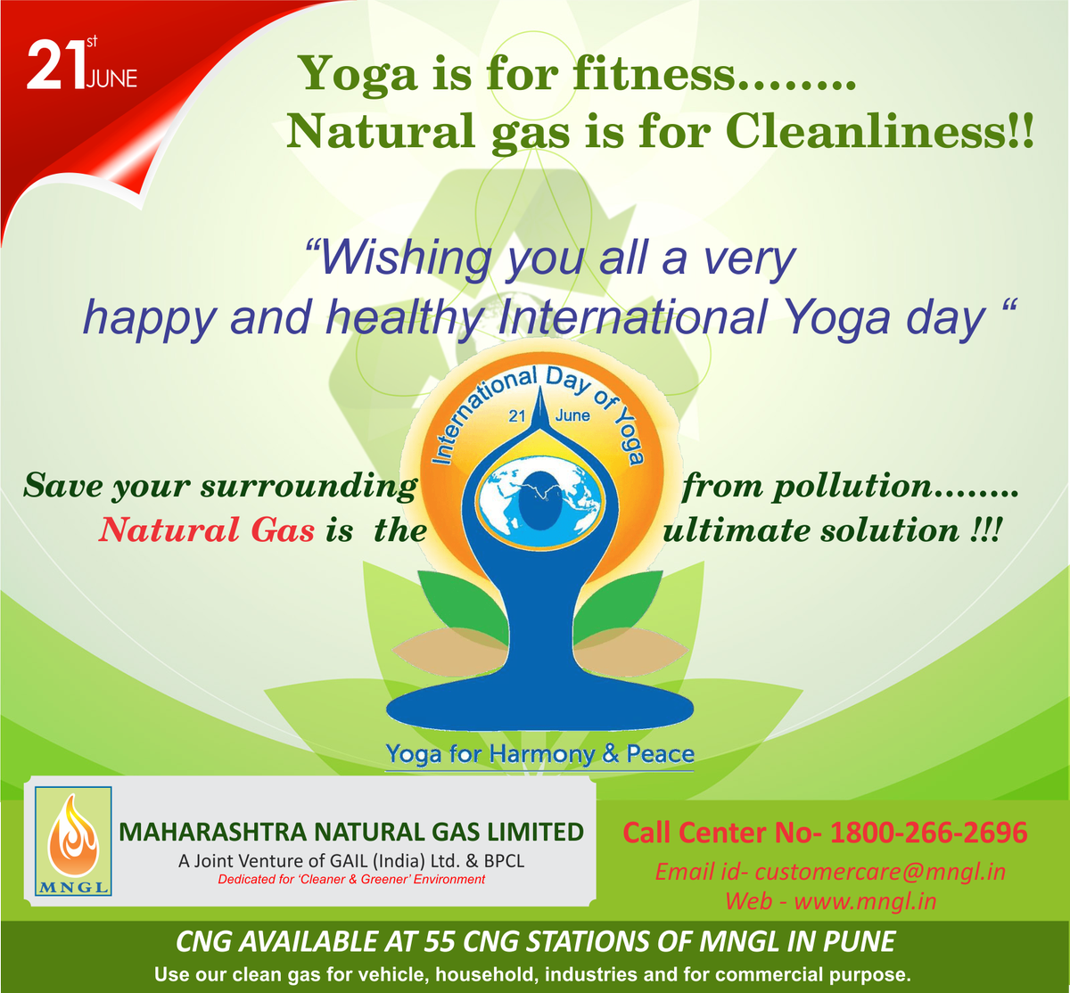 mngl_in's tweet photo. Yoga is a method to nourish the body and blossom the divinity within ourselves. #GoGreen #GoClean #WhyCNG #DriveCNG #GreenPune #CleanPune #CNGSeries #Pune #InternationalYogaDay2018 https://t.co/nUlQT8Z6Nk