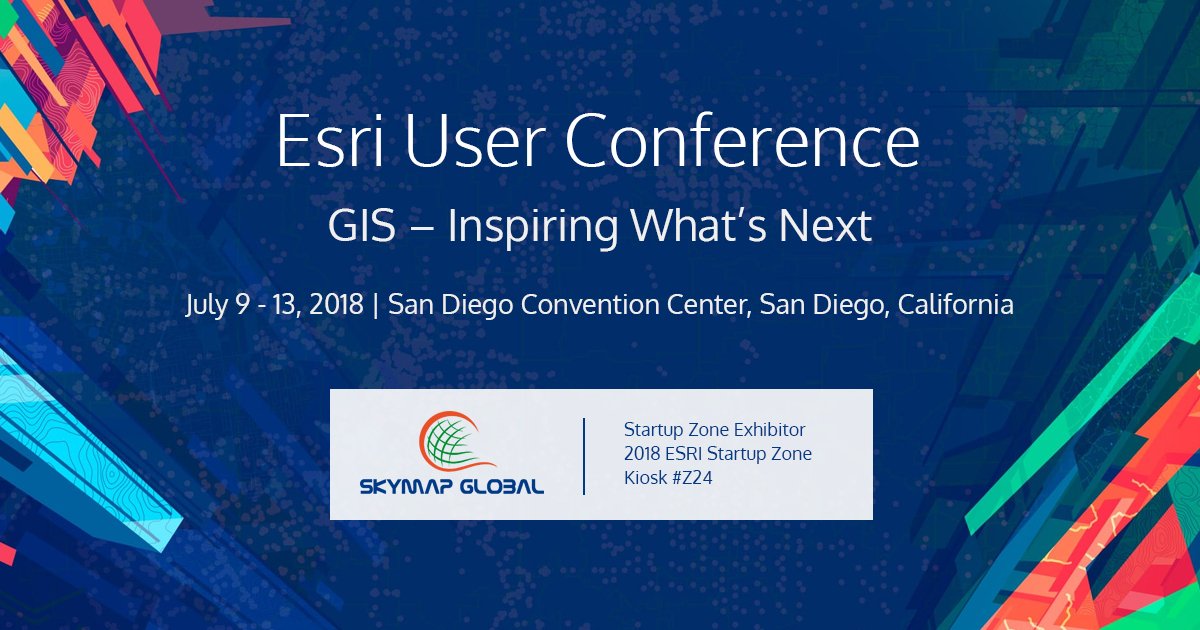 SkyMapGlobal's tweet photo. SkyMap is proud to be invited by @EsriUC the leader for GIS globally to its User Conference in San Diego from 9-13 July. We will be exhibiting our Products on Deep Learning and AI running on ESRI ArcGIS Platform for extracting information from Imagery. Come visit us! #EsriUC https://t.co/G19VynzRAv