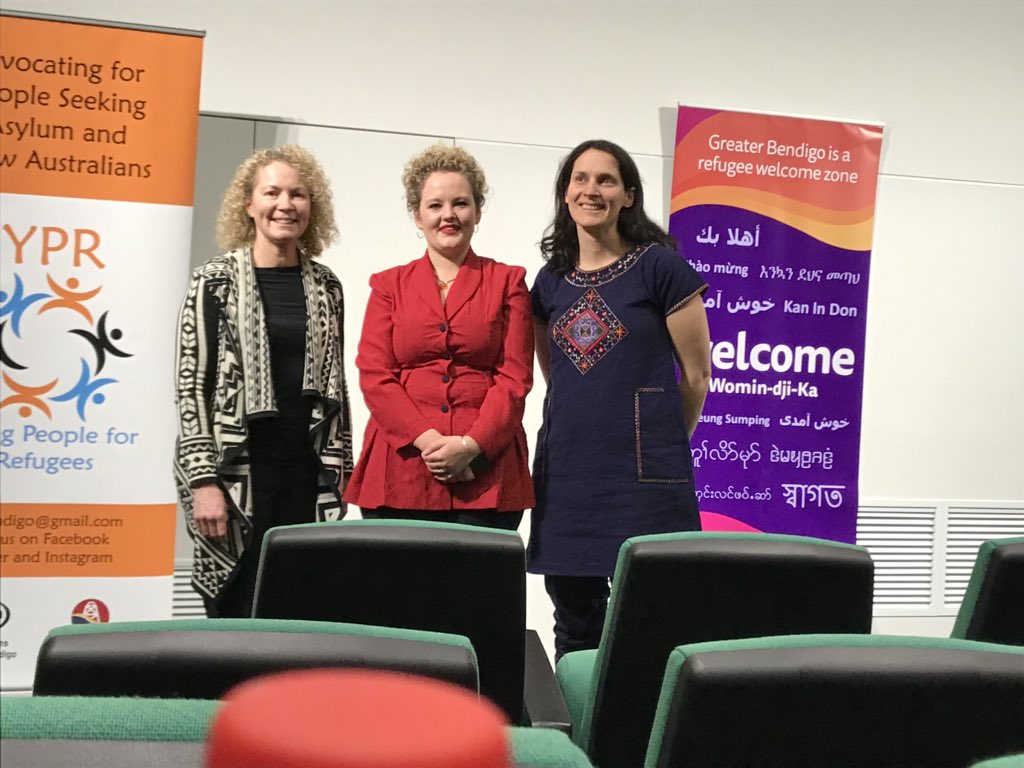 JacTG1's tweet photo. @AlFadak shares her story tonight with the #Bendigo community in her #MeetFadak campaign. Thanks for sponsoring tonight @yprbendigo and @GreaterBendigo!!! ❤️ #WithRefugees⁠ ⁠ https://t.co/2qm1sjaKDI