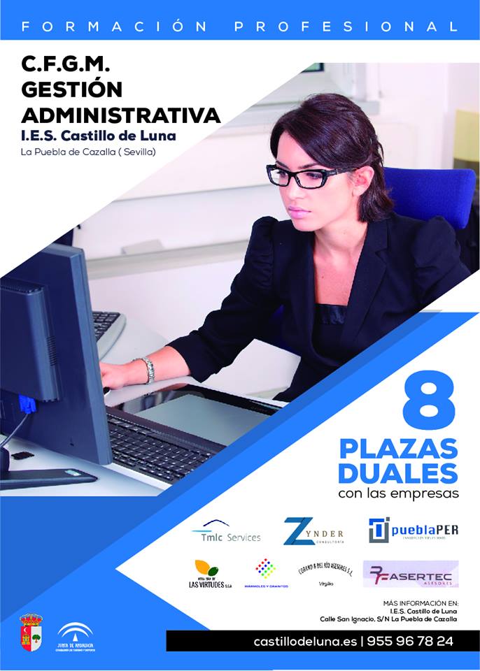 zynder2018's tweet photo. Zynder Consultoría será partícipe del nuevo C.F.G.M. Gestión Administrativa del IES Castillo de Luna para el curso 2018-19

Por primera vez, esta formación se realizará de forma dual; siendo protagonistas de la formación las empresas colaboradoras durante todo el curso. https://t.co/fDbDChUTM8