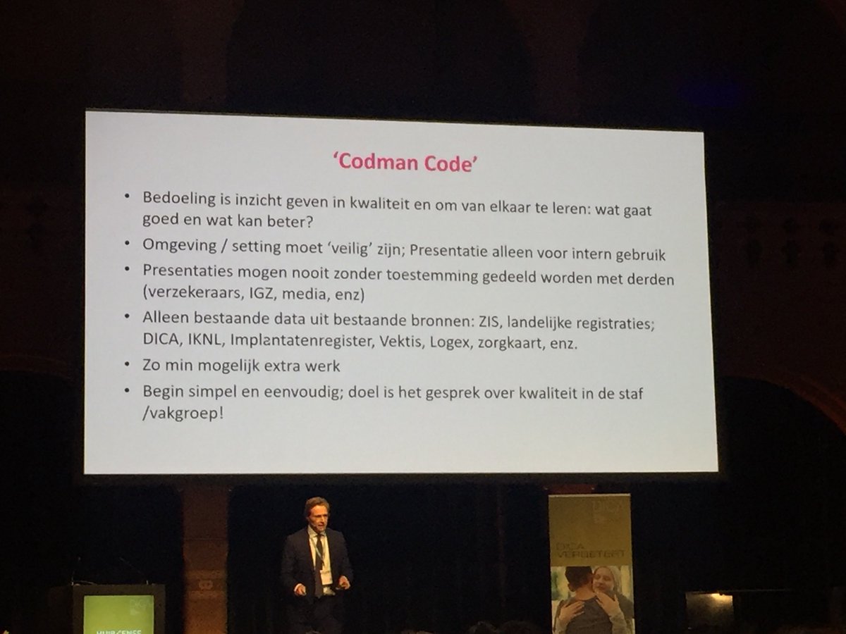 Volgens Codman format bespreek je niet alleen ‘harde kwaliteit’ maar ook zachte kwaliteit en doelmatigheid #dicacongres