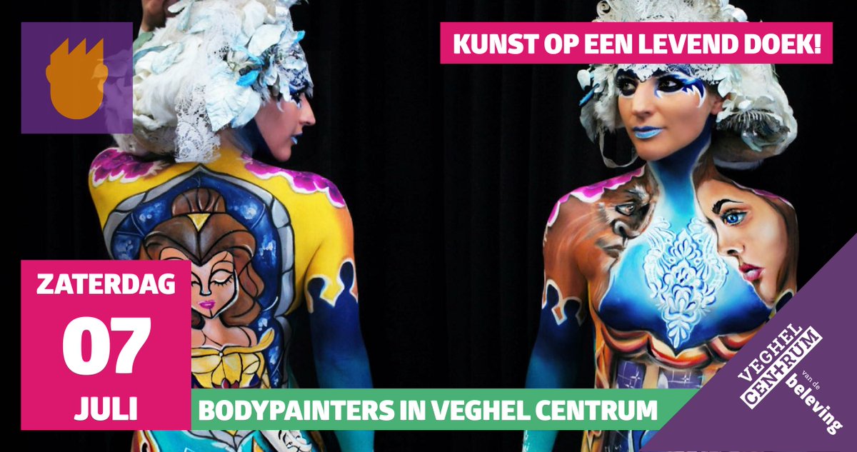 Zaterdag, tijdens #FabriekMagnifique, zijn er verschillende professionele bodypainters aan het werk in #VeghelCentrum. Niet alleen het resultaat is mooi om te zien, maar ook het proces is de moeite waard om te bekijken. Laat je inspireren! bit.ly/2thpSgj #Bodypaint #art