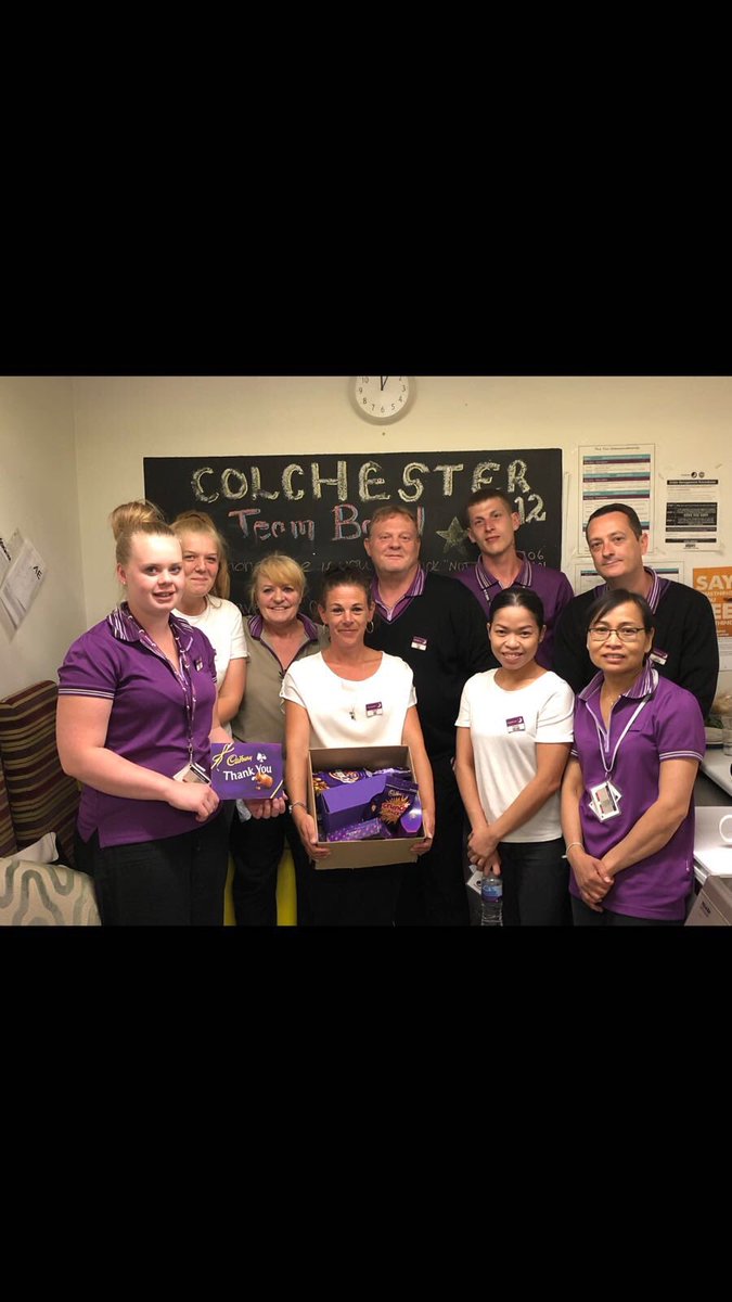 some chocolate R&amp;R for Colchester A12 team from the boss <a href="/gillklarin/">Gillian Klarin</a> 🍫 they smashed their cleanliness and service targets in P3! awesome job team! <a href="/NewboldElaine/">Elaine Newbold</a> <a href="/SDEBDD/">simon ewins</a>