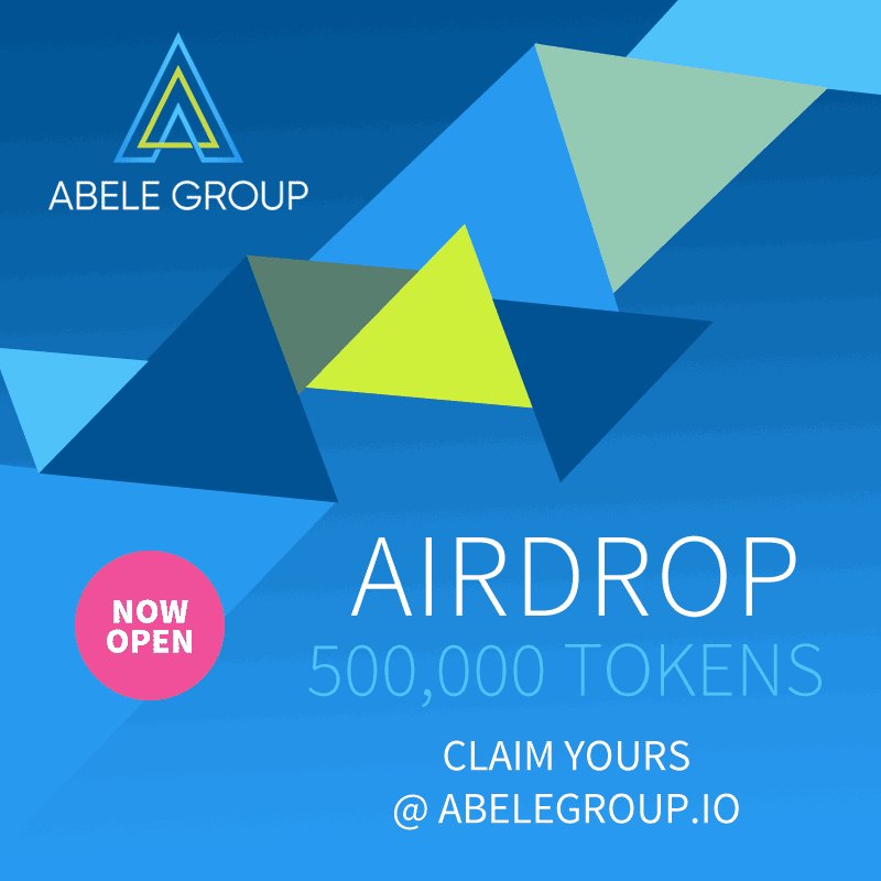 abelegroup's tweet photo. ⭐️ABELE Airdrop is live with 500,000 tokens. Each claim is worth 5 tokens. Grab yours at https://t.co/18mj56UPxY ⭐️ #Airdrop #Airdrops #airdropalert #airdrophunters #ICO https://t.co/zXEus51svS
