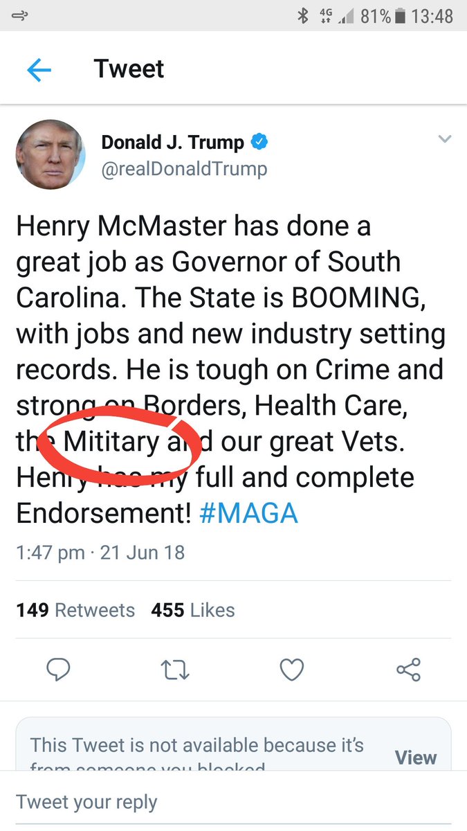 lukejuby's tweet photo. @realDonaldTrump If we ignore the Random Capital letters... #mititary https://t.co/Y29nHjxdT3
