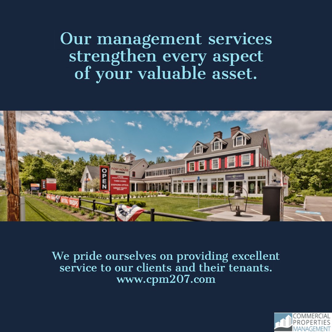 ComPropMgmt's tweet image. We believe that managing an asset means cohesively employing a wide range of services in order to maximize the value of a client’s property.
#CommercialPropertiesManagement #ProperyManagement #PortlandMaine #MaineBusiness
