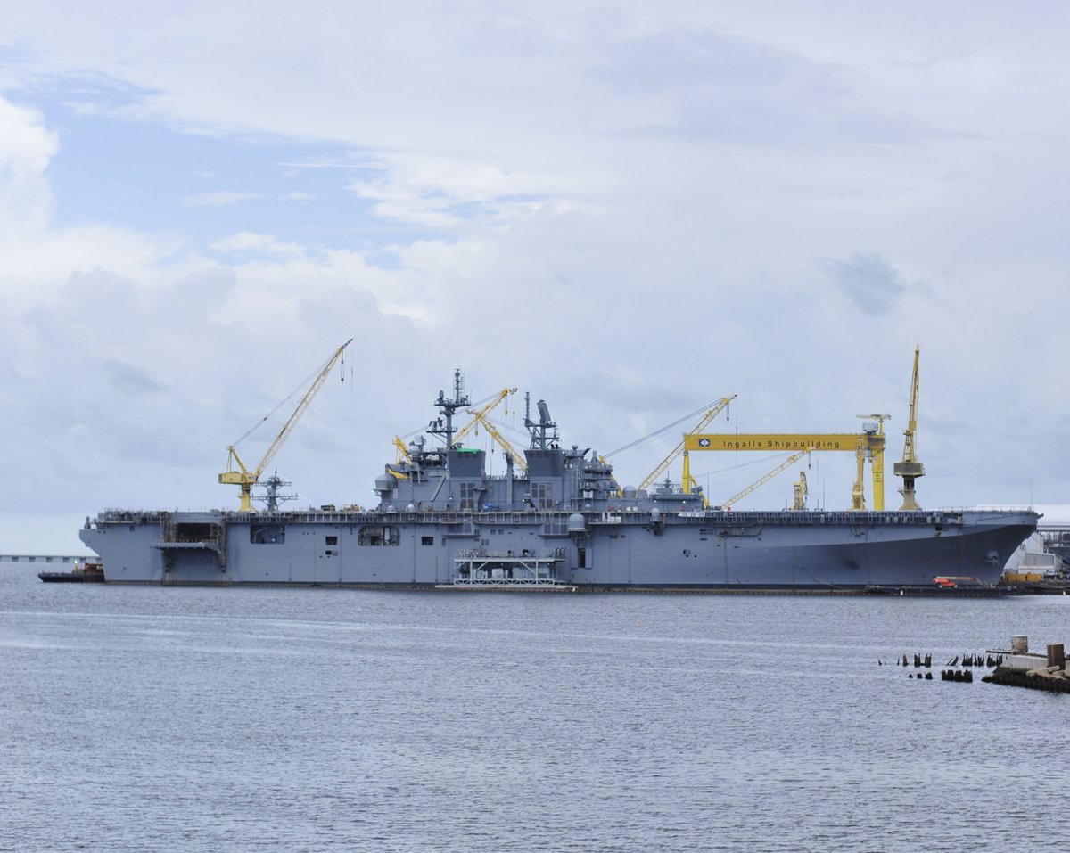 Under construction at #IngallsShipbuilding in Pascagoula, Mississippi, @USNavy large deck amphibious assault ship, the future #USSTripoli #LHA7 is 90% complete. Keep up the good work, #shipbuilders!