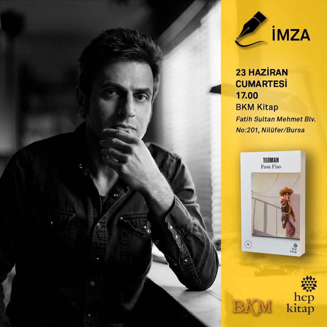 Teoman, 23 Haziran Cumartesi saat 17:00'de @bkmkitap Bursa FSM'de #FasaFiso'yu imzalıyor!

#teoman #imzagünü #bursa #bkmkitap #hepkitap @hep_kitap