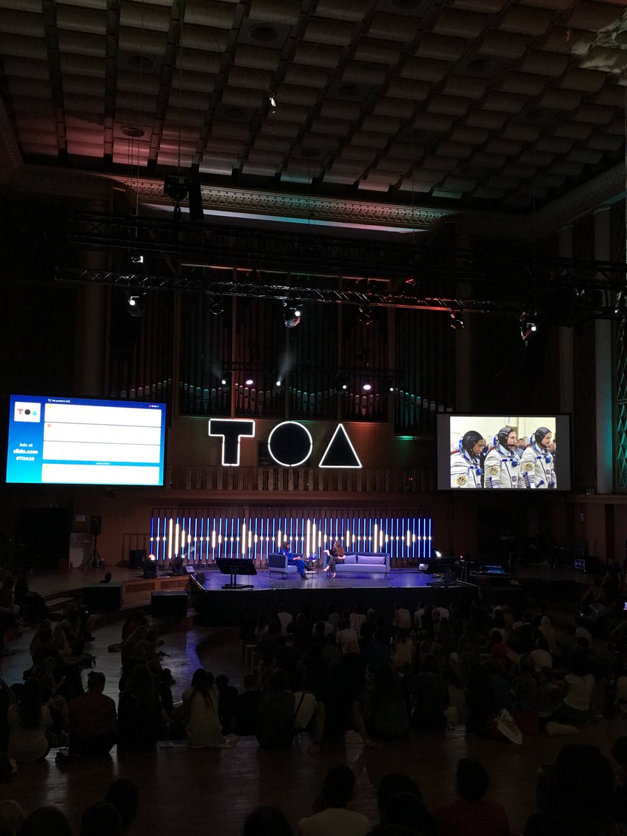 Day 2 at #TOA18. Starting off with an interview w/ Jeanette Epps, female NASA astronaut, “Perseverance despite the odds.” She also says that WIFI in the space station is pretty good. :) #pioneer #femalehero #tech #conference #berlin