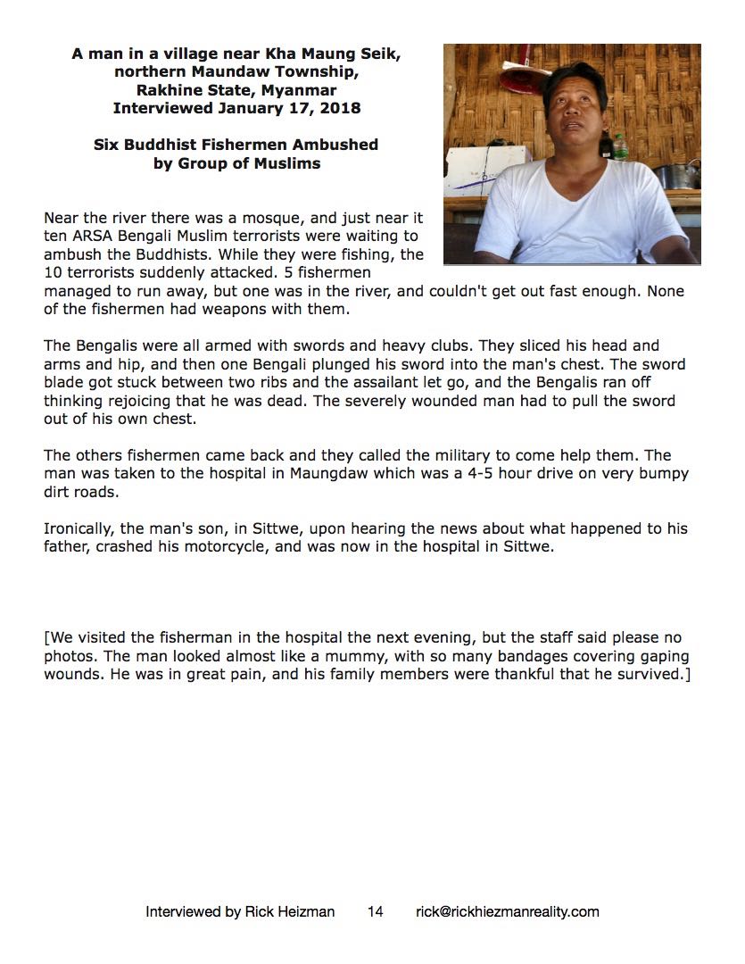 5 of 15) 4 INTERVIEWS OF BUDDHISTS, HINDUS, and TRIBAL ETHNICITIES in Rakhine State, Myanmar, in Sept and Oct 2017, and Jan 2018, after the devastating Jihad attacks launched by the Bengali Muslims on Aug 25, 2017. 
<a href="/UN/">United Nations</a> <a href="/UNHumanRights/">UN Human Rights</a> <a href="/CNN/">CNN</a> <a href="/BBC/">BBC</a> <a href="/MTT_News/">Modern Tokyo Times</a> 
scribd.com/document/38215…