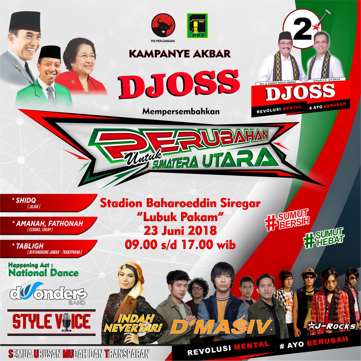 bppemilusumut's tweet photo. Wau gak terasa 2 hari lagi kampaye akbar akan diselenggarakan,ayo kita rame rame datang keacara kampaye akbar untuk meriahkan susasana, dan beberapa arti yang meriahkan #D'masiv#J-rocks#Indahnevertari#stylevoice
Perubahan Untuk Sumatera Utara
#Sumutbersih#sumuthemat#djosspilihanq https://t.co/WorA7CLJTB