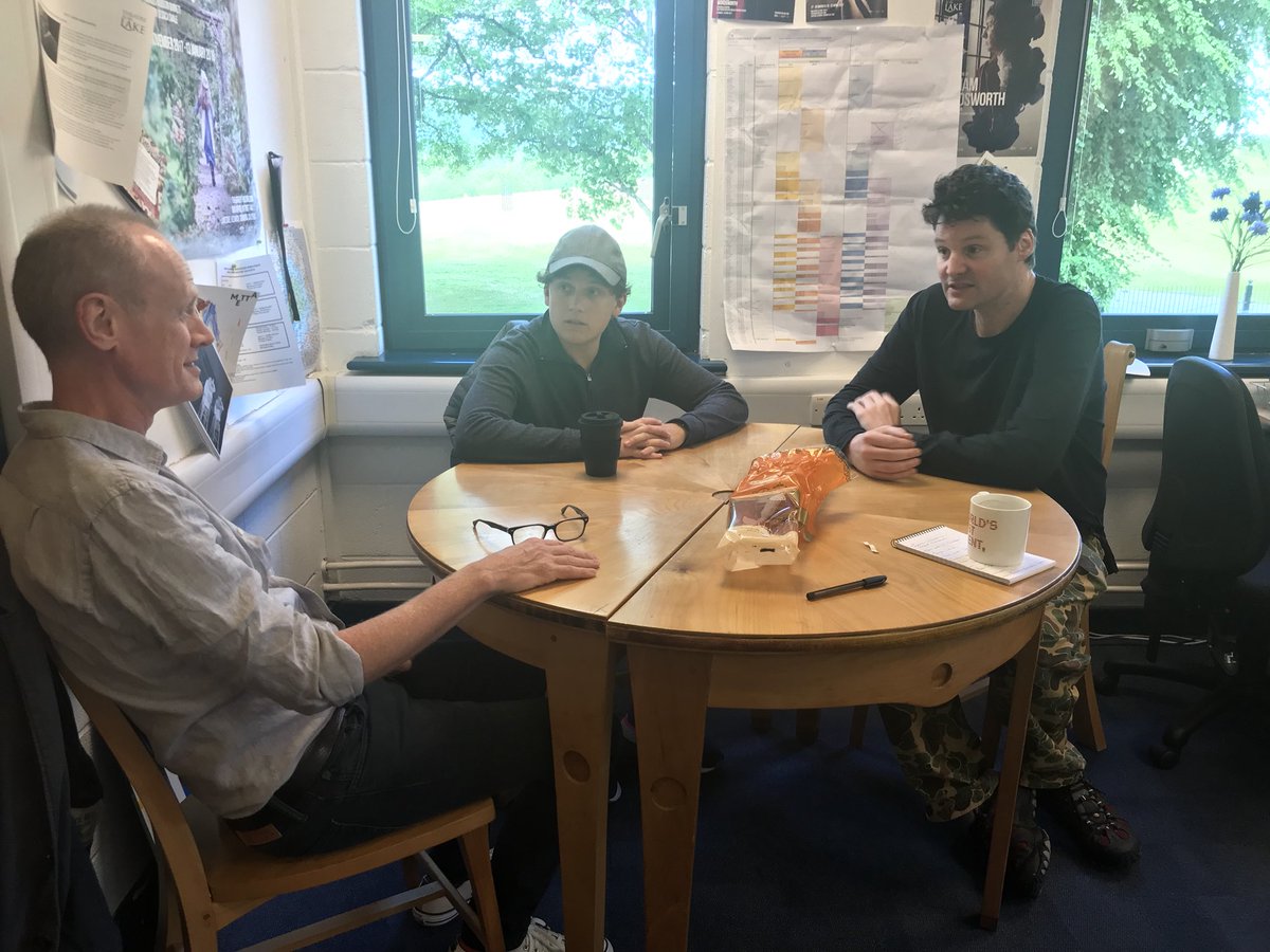 tbtlake's tweet photo. Actors @TheoFSteele, #JamesDuke &amp; #TobyVaughan discussing their strategy ahead of this morning’s #BizQuiz on @BBC_Cumbria - on air in 5 mins! https://t.co/KqvZrAb8qs
