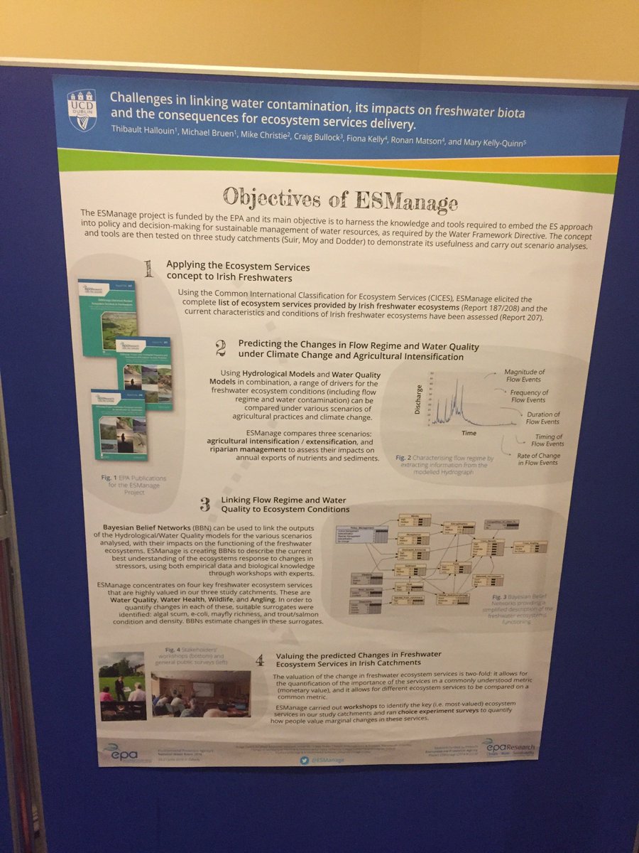 ESManage's tweet photo. @ESmanage is at the #NationalWaterEvent2018 this week in Galway. Great attendance with a variety of policy-makers, local authorities, and academics. Find us at the poster spot #5! @EPAResearchNews https://t.co/79qqDc4oWm
