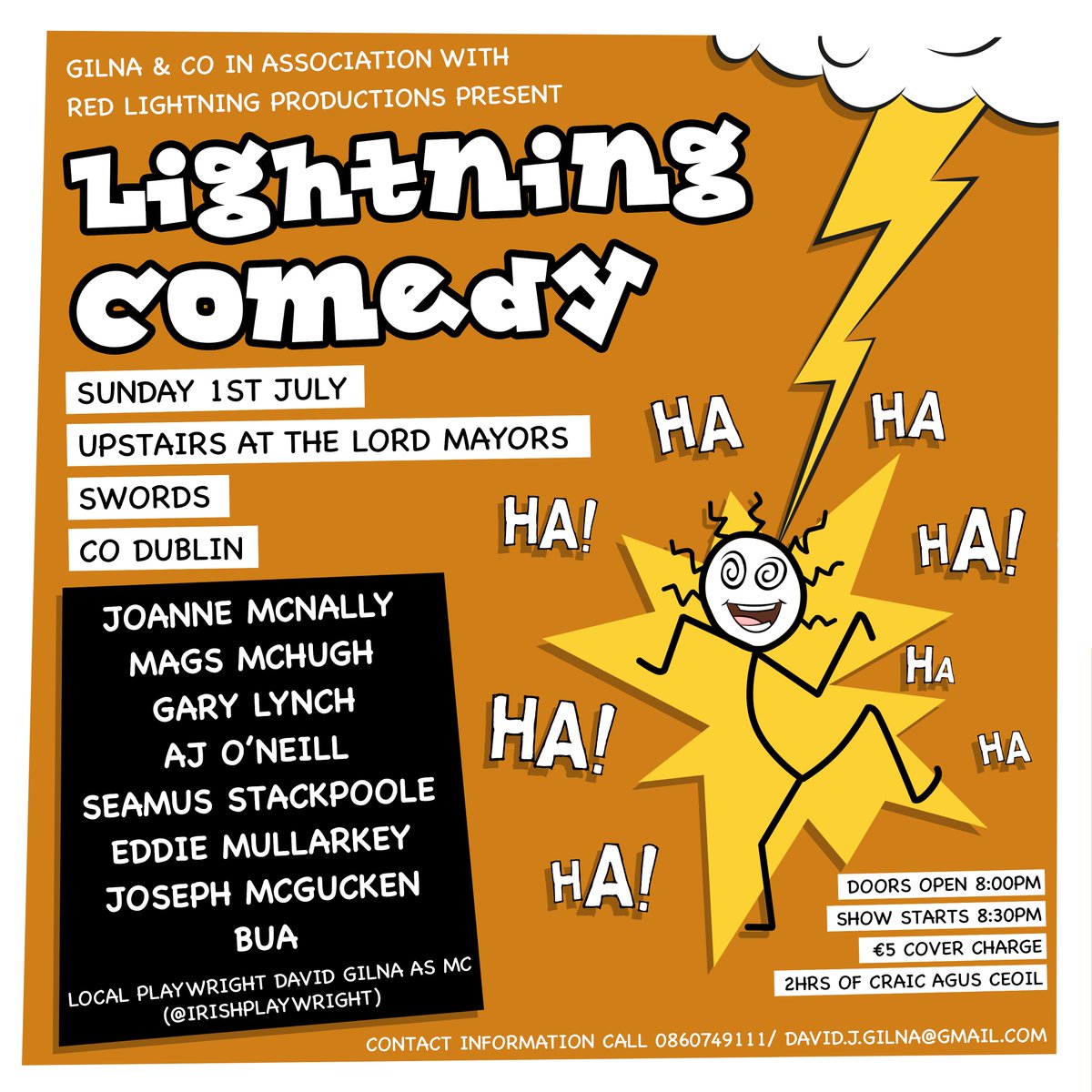 Lightning Comedy Returns to D'Parish ! With <a href="/jomcnally/">Joanne McNally</a> our headline act <a href="/MrStackpoole/">Seamus</a> (@CamdenComedyDub ) From London @Sitdownaj Local Comedian Mags McHugh , The Return of Gary Lynch, Eddie Mullarkey , Joseph McGucken and local artists BUA . . .