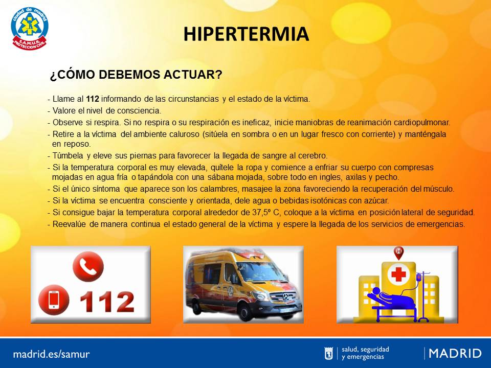 ⚠️⚠️ PREVENCIÓN⚠️⚠️

¿Sabes cómo actuar ante una insolación o un golpe de calor? 
Aprende a reconocer sus principales síntomas.☀️🌡

👉 Debemos prestar especial atención a los más pequeños y personas mayores.

#Emergencias 📞112 🚓 🚑 🚒