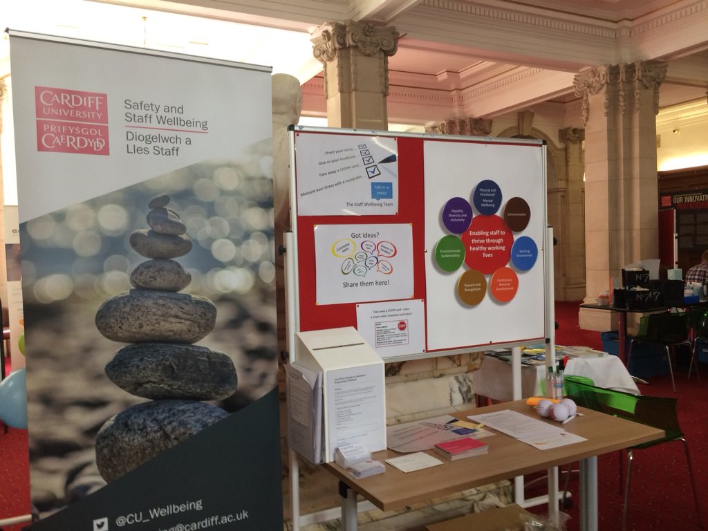 All set up at the PHEW event <a href="/cardiffuni/">Cardiff University</a> today. Come, try out a stress dot and say hello #wellbeing
