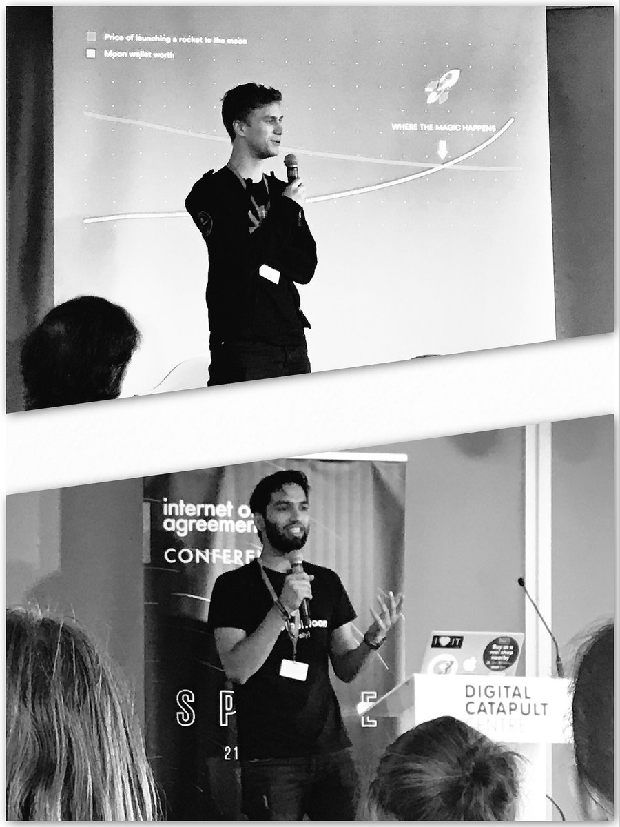 Rieke's tweet photo. Excited to see Ahsan Fazal and Dean Masley of team @MoonshotExpress rock the #IOA4 stage, “let’s lead the way”. Thanks guys, for coming over! #space #blockchain @mattereum @I_of_A https://t.co/ZBpvdlWGvB