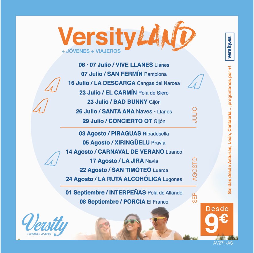 Hoy a llegado el VERANO! 🌞⛱️ Y con el... ¡nuestras queridas #fiestasdeprao!
Este verano, VIVE ➕ con VersityLAND 💙🎉🎊 
#versity #comunidadversity #versityexpress #jovenesviajeros