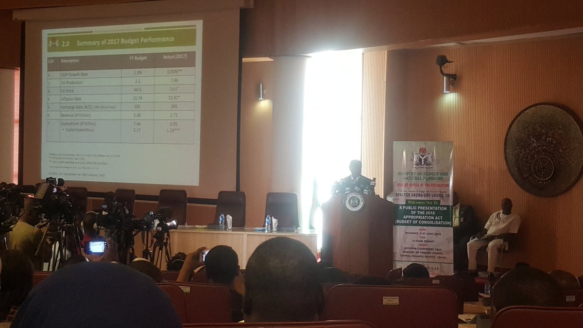 BudgITng's tweet photo. A total sum of N1.58 trillion has been released for capital implementation for #2017budget. - Minister of Budget & National Planning.
#2018BudgetPresentation https://t.co/9cu1eQDJCJ