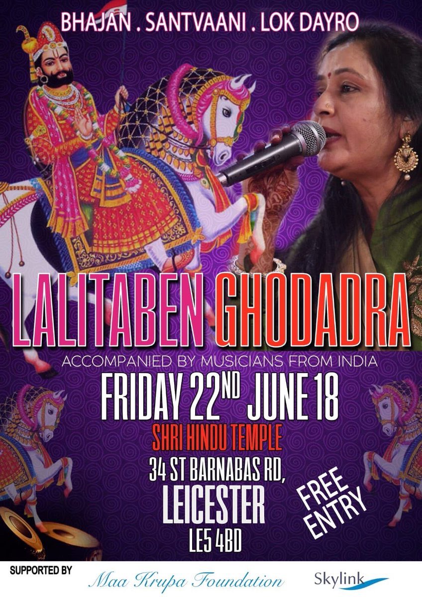 Rangeelu Gujarat (@rangeelugujarat) on Twitter photo This Friday #FREE #RT #Leicester #HinduMandir #Gujarati #folk #Garba #womeninmusic <a href="/priteevarsani/">Pritee Varsani</a> <a href="/krishmodhvadia/">Krishma Modhvadia</a> This Friday #FREE #RT #Leicester #HinduMandir #Gujarati #folk #Garba #womeninmusic <a href="/priteevarsani/">Pritee Varsani</a> <a href="/krishmodhvadia/">Krishma Modhvadia</a>
