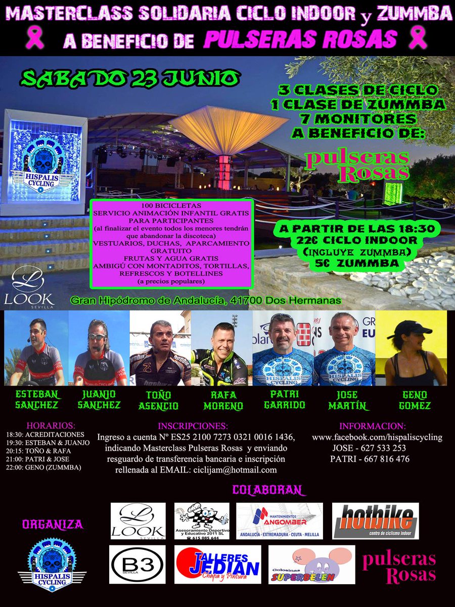 Os recordamos a tod@s que este sábado 23 de Junio🗓 a partir de las 18:30h⌚, estaremos con mucha energía 🔋🔋 apoyando al beneficio de Pulseras Rosas 🎀🎀, una iniciativa para dar cobertura a las necesidades de personas afectadas de cáncer 💪🎀NO TENGO FUERZAS PARA RENDIRME🎀💪