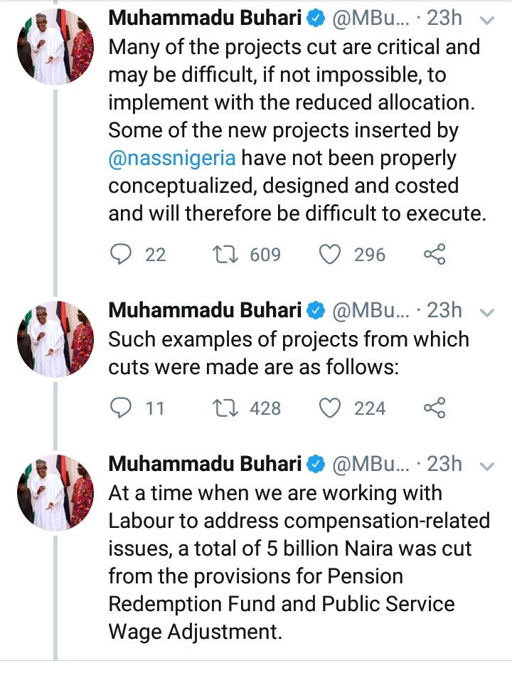 PolicyAlert's tweet photo. Yesterday, #2018Budget was signed into law by President @MBuhari. In his budget speech, he berated @nassnigeria for cutting down votes that'd improve national infrastructure dev &amp; increasing their (NASS) vote. 

Currently, the #2018BudgetPresentation is ongoing. 

Your opinion. https://t.co/Jn4qdesq1p