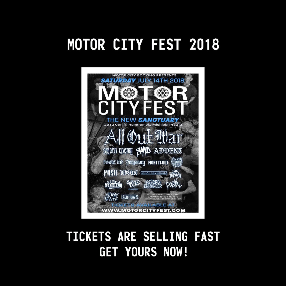 Who will we see at Motor City Fest? <a href="/ADVENTHC/">ADVENT</a> <a href="/SwornEnemyNYC/">Sworn Enemy</a> l