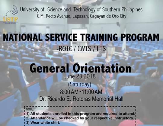 USTP_ARIES's tweet photo. TO ALL STUDENTS ENROLLED IN ROTC/CWTS/LTS https://t.co/cE9l6Xvzgf