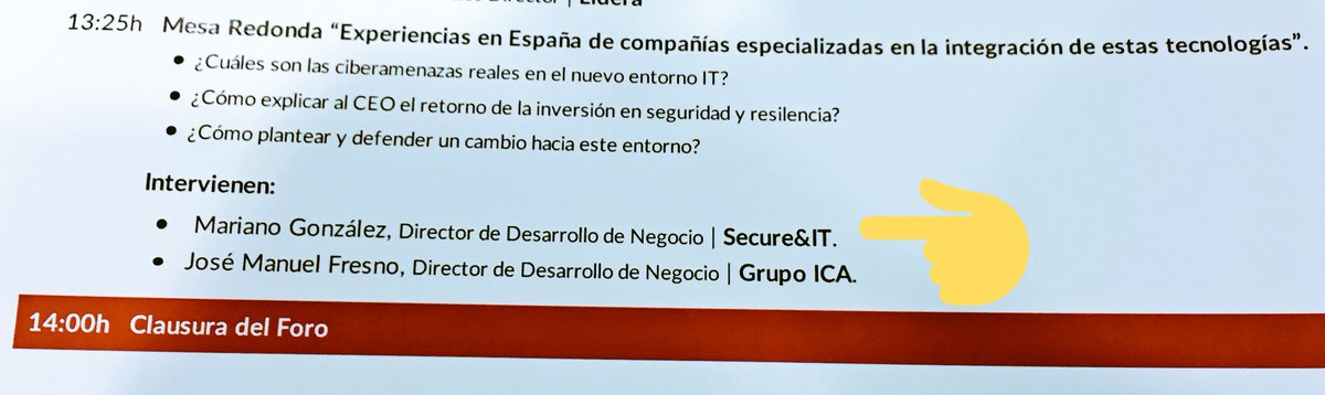 Secure_and_IT's tweet image. 👋🏼 En 10 minutos empieza la mesa redonda del #ForoASLAN @aslan_es en la que interviene Mariano González @Marianogr66. Hablarán de experiencia de compañías de #ciberseguridad como la nuestra. ¡No os la perdáis!