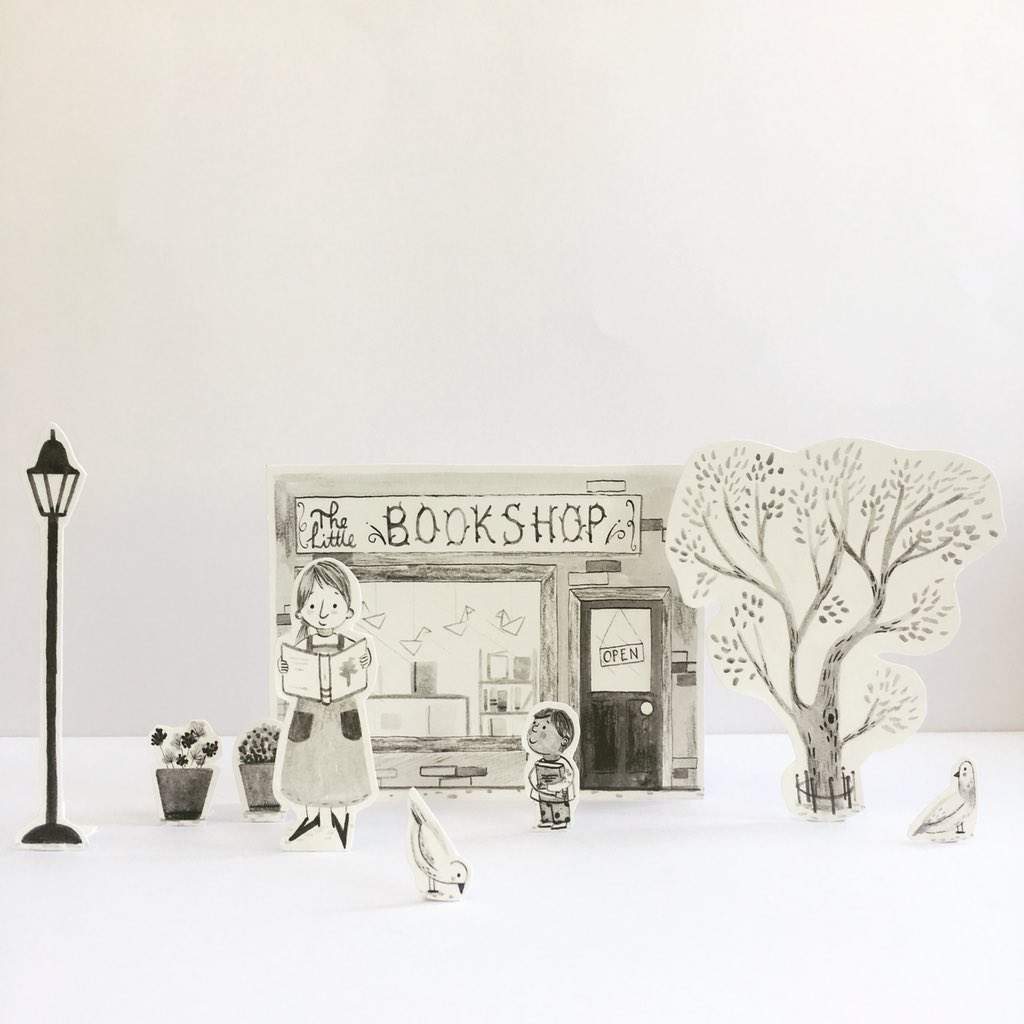 I made a tiny set! Happy Independent Bookshop Week everyone! @bloomandcurll and Playful Toyshop in #bristol are my favourites.#IBW2018 #ibw #diorama #bookshop #illustration #paperart
