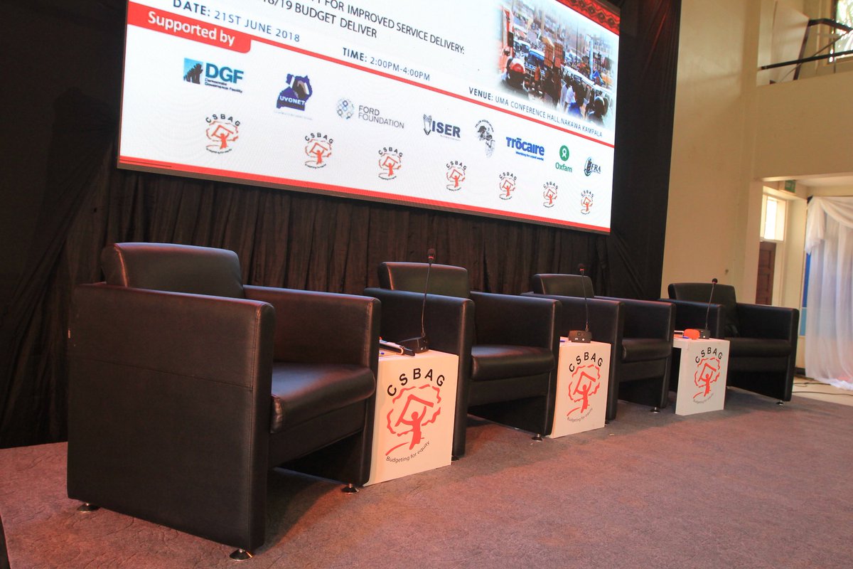 LegendsEventsUg's tweet photo. Set Up Done! We are ready and set as @CSBAGUGANDA hosts the CSO Post Budget Digest at UMA Show Grounds Lugogo with the theme : " Addressing inequality for improved service delivery " #2018BudgetAnalysis #KnowYourBudget18 #Knowyourtaxes #Budget2018 #BudgetAnalysis2018 https://t.co/IxLUCn3o74