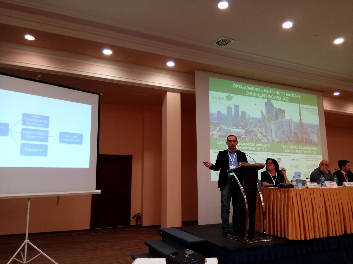 Nazikgul's tweet photo. David Kiziria, Blockchain Evangelist, Professor of the University of Georgia and Advisor of the President of Ukraine is speaking on "Blockchain: Public Management Redesign" at the Central Asian IGF #CAIGF2018 https://t.co/nPSwEBsPle