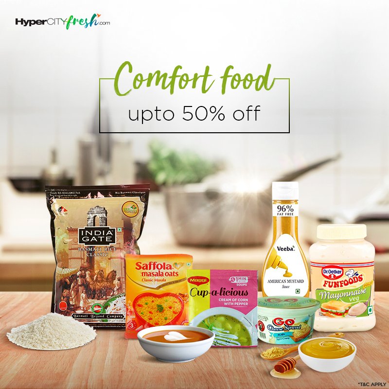 Enjoy up to 50% off on your monsoon must-haves. Log on to hypercityfresh.com

Receive FLAT ₹200/- OFF* (Use code: FRESH20) Enjoy FREE delivery within 3 hours on orders amounting to ₹500 and above. *On your first purchase of ₹999 and above.  T&amp;C Apply.