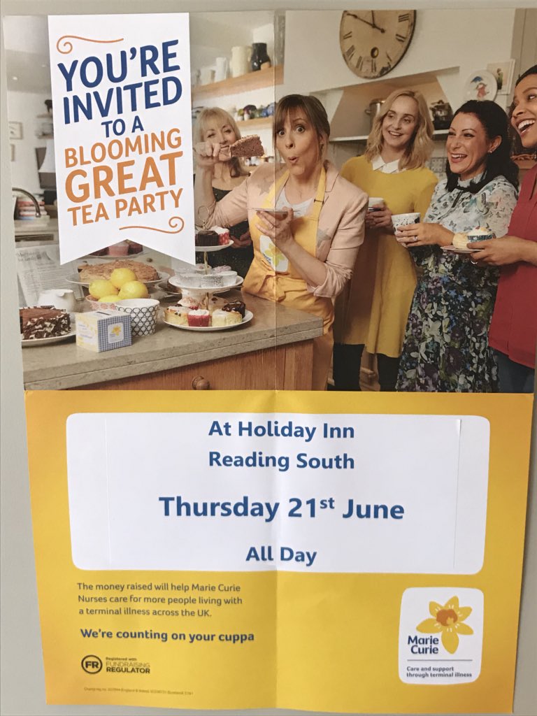 Welcome to @HIReadingSouth Blooming Great Tea Party!! @JasSandhuIHG @mariecurieuk #greatcause #givingfeelsgood #charityhour @Interstate_eur @HolidayInn #ihgbear #helpinghand