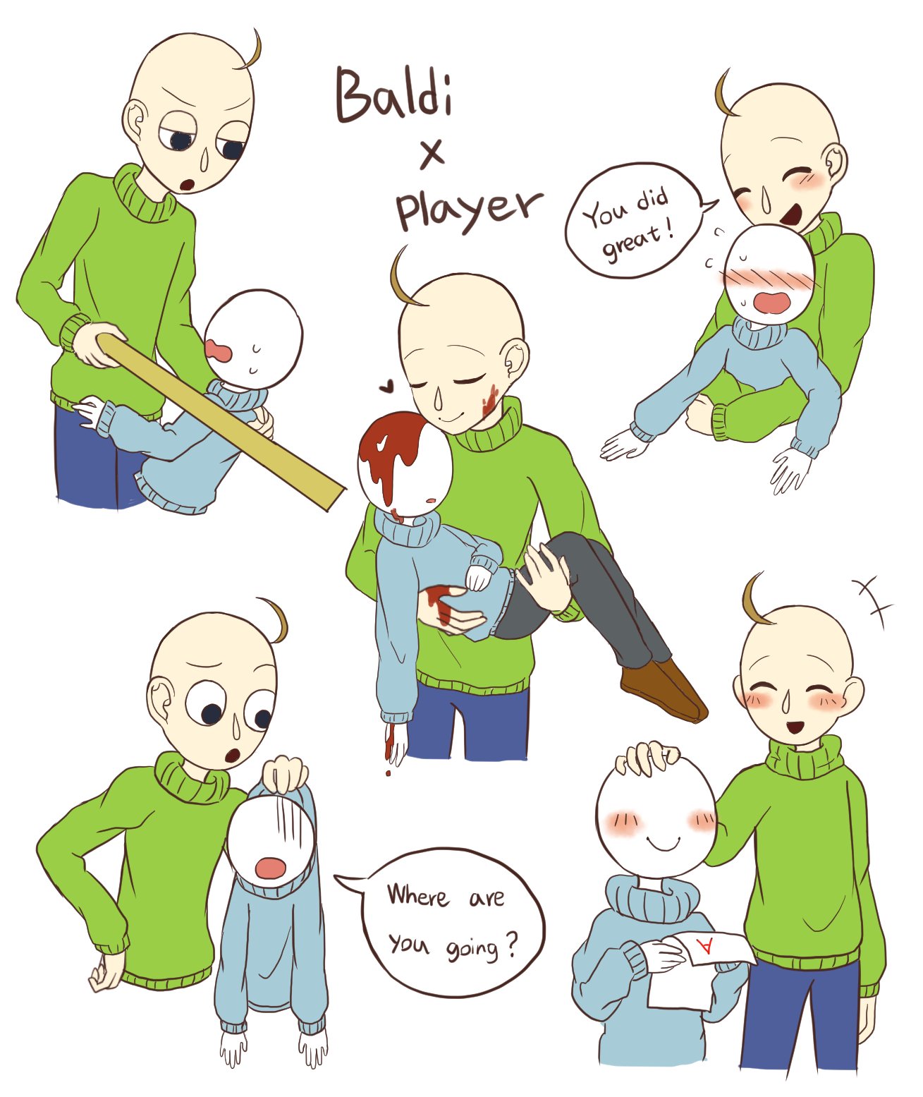 Some Baldi x Player doodles. 