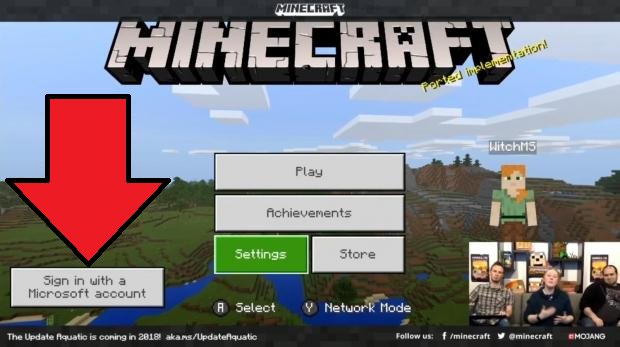 how to sign into my microsoft account on minecraft switch