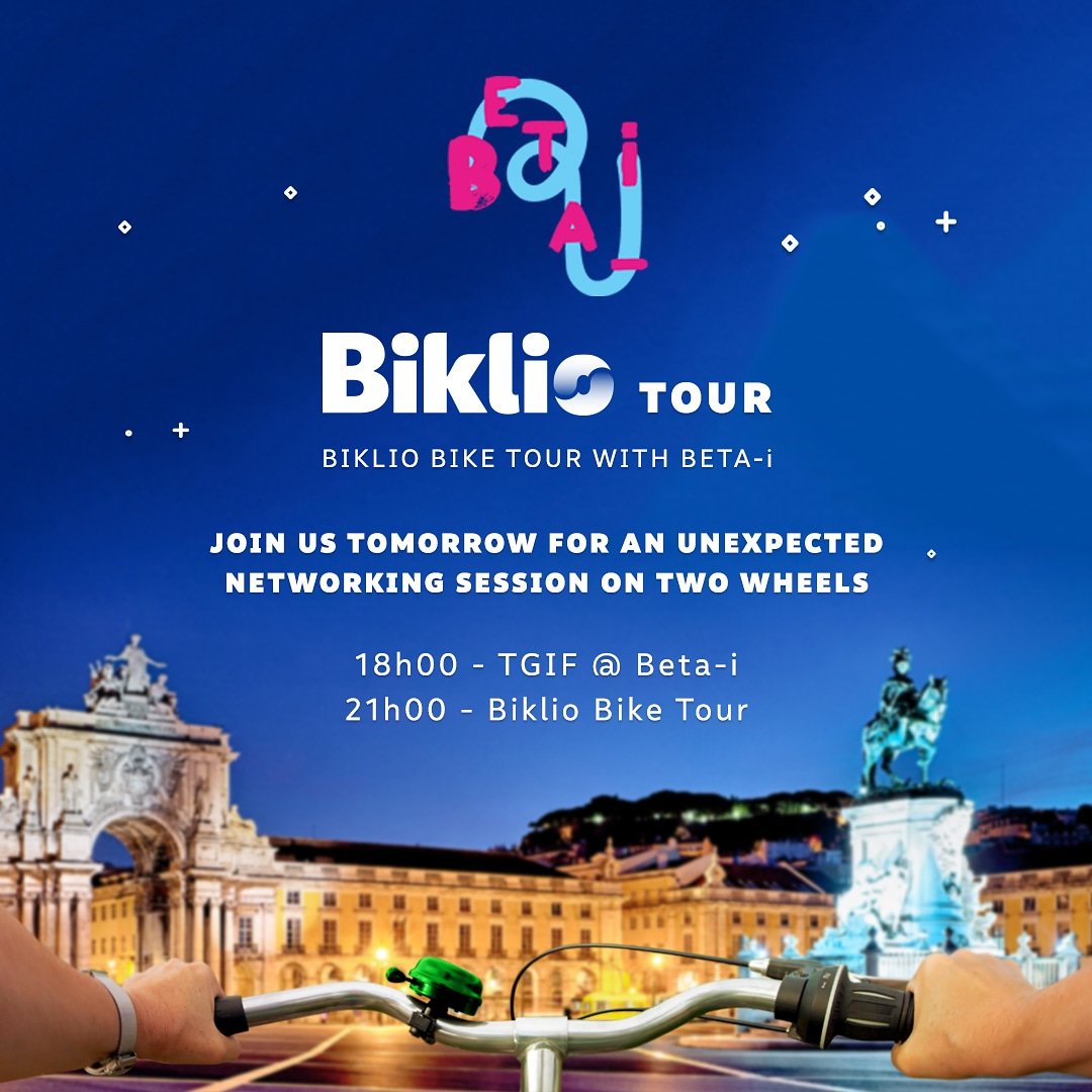 Join us tomorrow for an unexpected networking session on two wheels with <a href="/beta__i/">Beta-i</a>

➡️ goo.gl/MwxAtz

#bikewithbenefits #BikeToShop #lisboa #lisbon #lisbonne #networking #mobility #cities #bicycle #community #betterliving #happiness #bicycletour