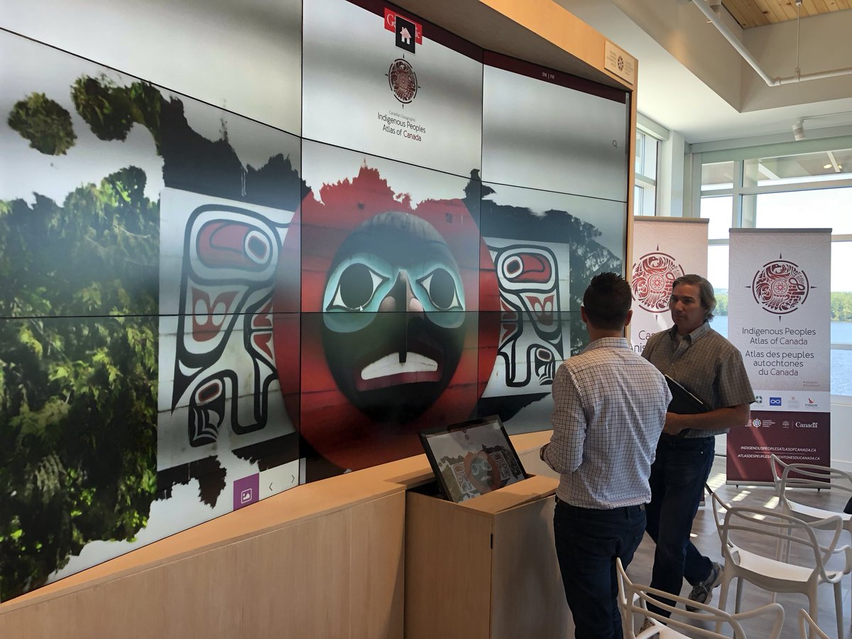 Strut_Creative's tweet photo. Testing the @CanGeo #IndigAtlas on the @googlecanada #GoogleWall at @50SussexEvents to prep for today’s launch with @melaniejoly https://t.co/6xyWklJCE2