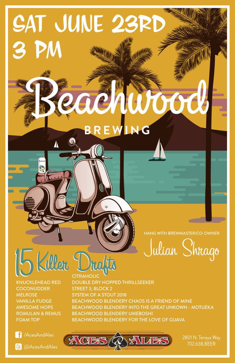 ACESANDALESTENA's tweet photo. This Saturday at 3pm ~ @BeachwoodBBQ @BeachwoodBBQ_LB Tap Takeover @acesandalestena ~ Hang with Brewmaster/Co-Owner, Julian Shrago ~ 15 Killer Drafts ~ Tenaya Location #beachbeer #craftnotcrap #beersnob https://t.co/vLxV5v16UW