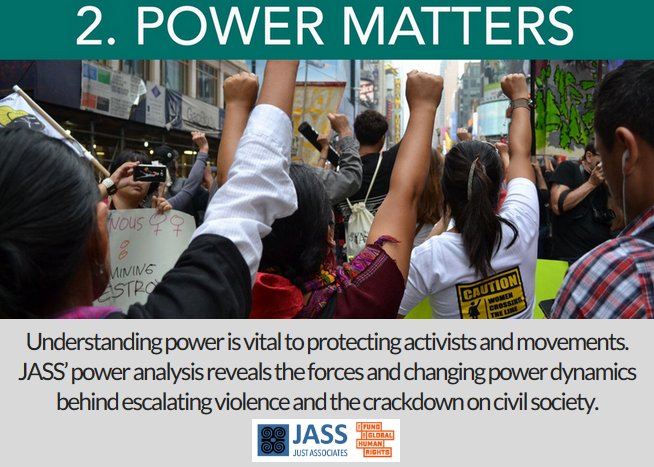 jass4justice's tweet photo. Part II: Power matters.
Learn more & access resources for analyzing power in your own context on our new multimedia #powerandprotection page with @FundHumanRights: https://t.co/qsb70HJftd #protectdefenders https://t.co/wB6jIAE0d2