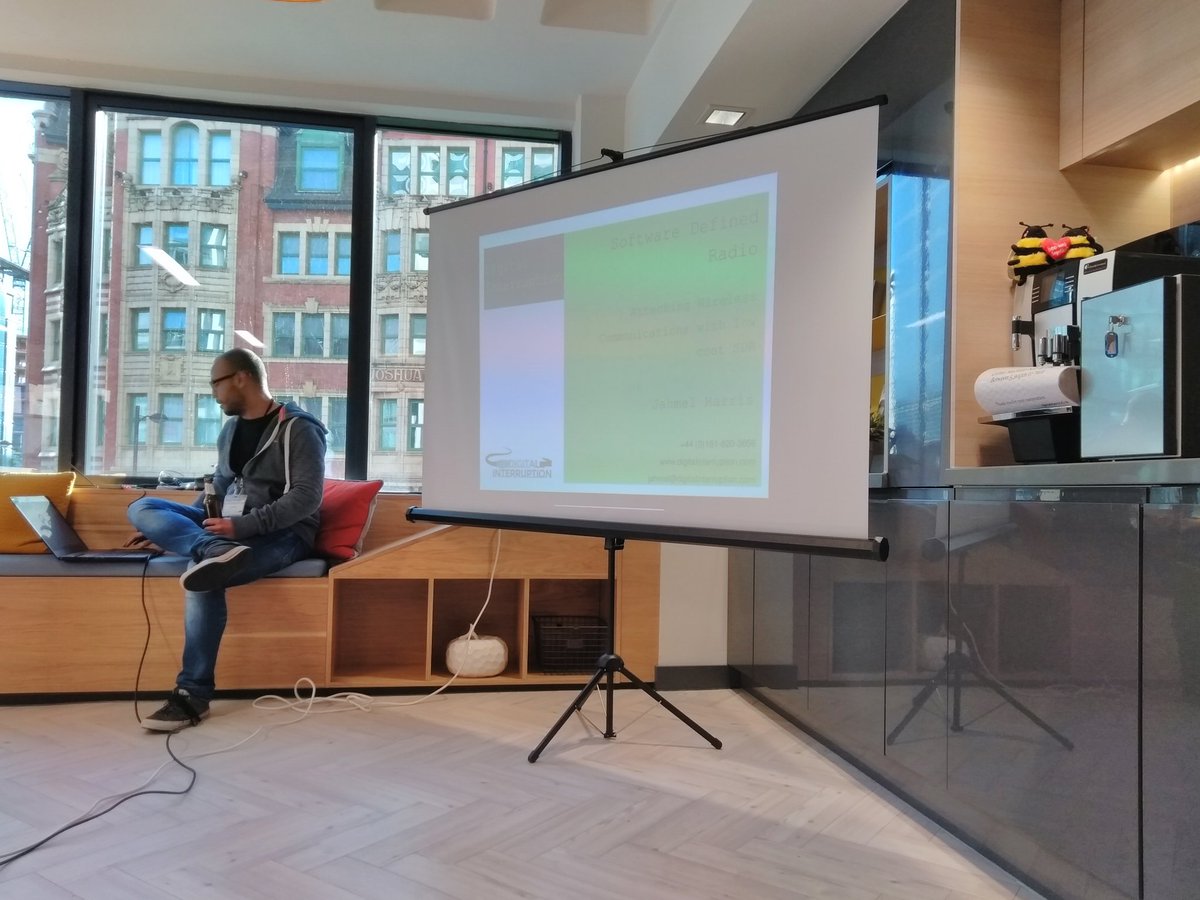 LargeCardinal's tweet photo. The wonderful @JayHarris_Sec kicking off @M1Con_ with a talk on the magic that is SDR... #InfoSec https://t.co/RiR1hIYeAN