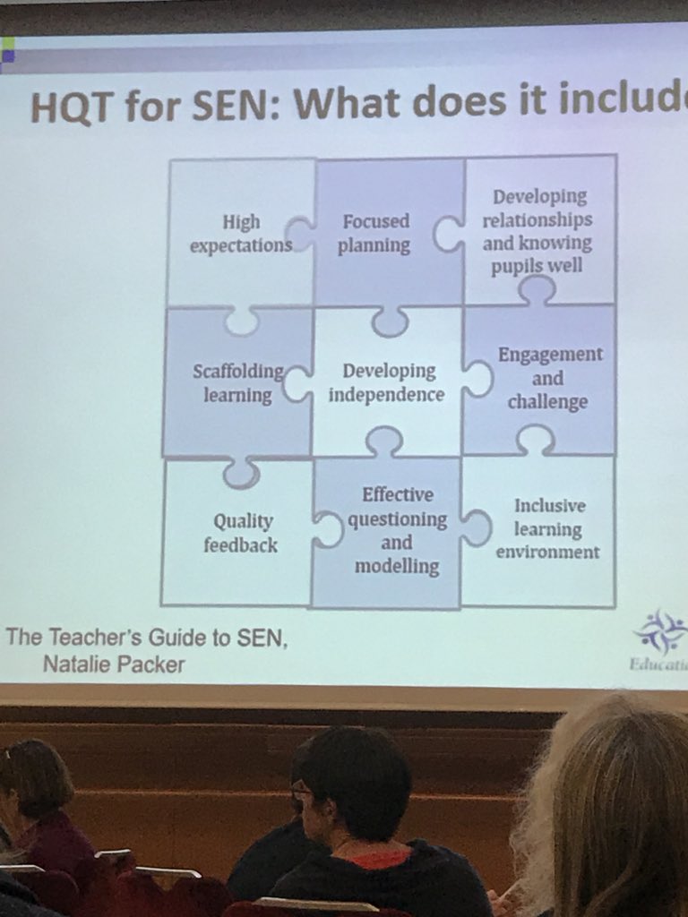 RestormelAPA's tweet photo. Very useful day @SENDConf18. Lots to think about. Liked this simple diagram- like any jigsaw get the corners first! #neverstoplearning #supportwithkindness https://t.co/efkW8ophav