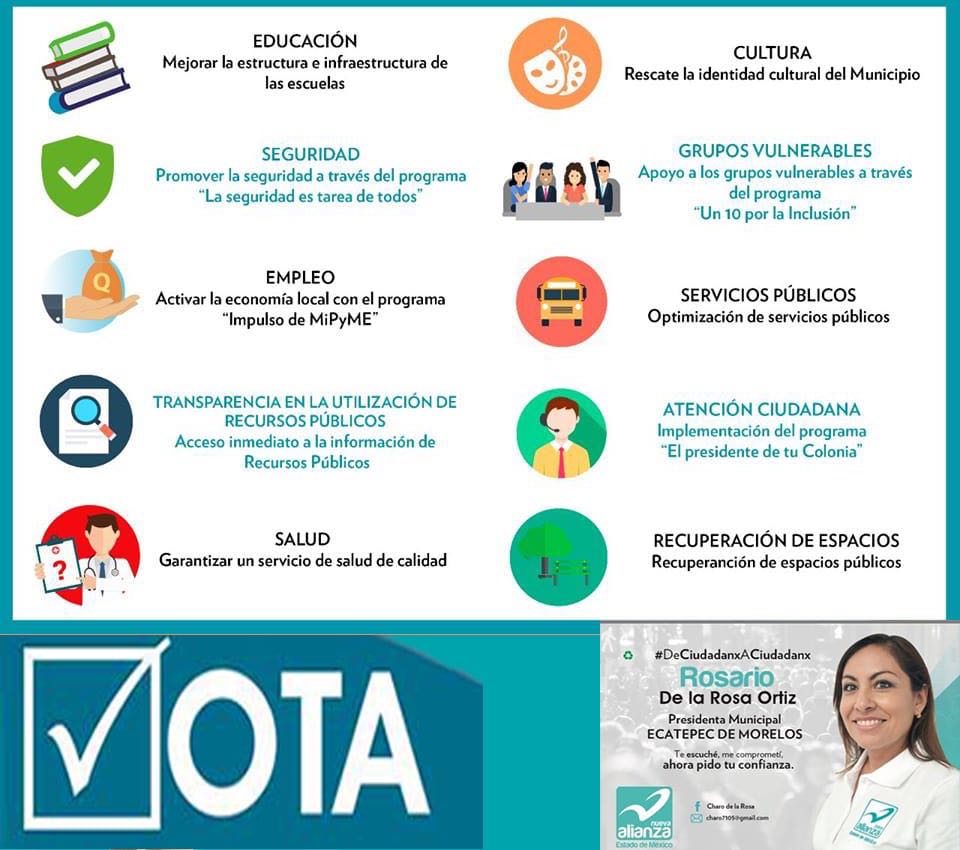 Alberto67988687's tweet photo. Si votamos por Rosario De La Rosa  de @NuevaAlianza  en Ecatepec ganamos:
✅ Más Educación
✅ Más Seguridad
✅ Más Empleos
✅ Justicia social
#CharoDeLaRosa y #VotaNuevaAlianza https://t.co/q9WQmwBK6n