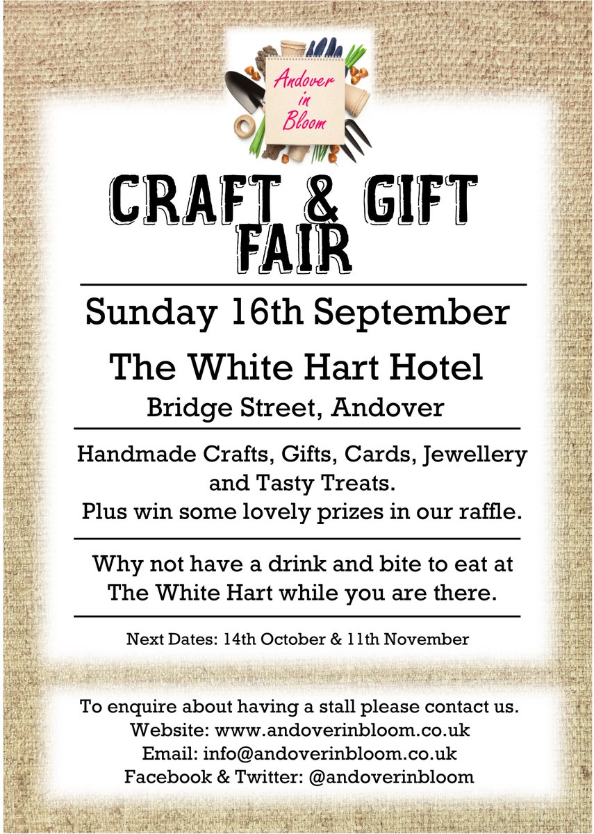 Craft &amp; Gift Fairs <a href="/WhiteHAndover/">White Hart</a> for our first fundraising, if you would like a table drop us a message for more information. Or just come along on the day for stalls full of wonderfulness! Sunday 16th September is the first one.
