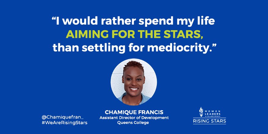 _WomenLeaders's tweet photo. We caught up with our #IAAEast18 and #WLS17 graduate and assistant director of development at @QCKnights, @Chamiquefran_, for our June 🌟Rising Stars🌟 spotlight!  ➡️: https://t.co/ikh6UVjcaE #WeAreRisingStars #WeAreWomenLeaders https://t.co/uyyb4ISYXt