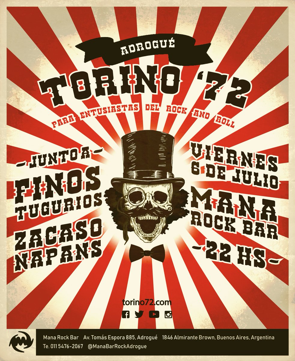 Torino72oficial's tweet photo. Dicen que el sur es muy caliente 🔥

Por eso queremos que el 6 de julio explote @ManaBarRock, Adrogue!

Rock and roll desde las 22 hs junto a @FinosTugurios y Zacasonapans 👅 https://t.co/QdWvwVRg1L