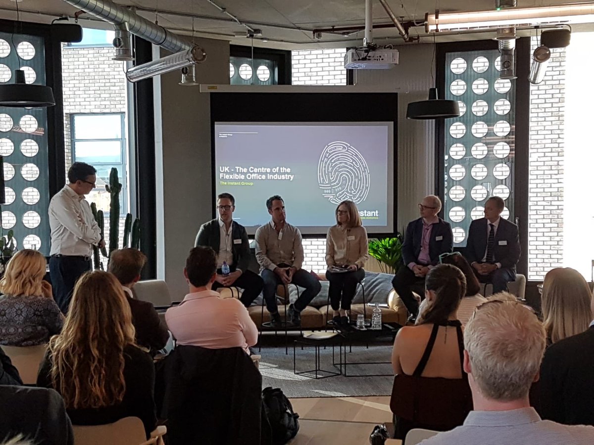 TheInstantGroup's tweet photo. Now for our panel session with Matt Watts (TOG), Ros Pomeroy (Brainybirdz), Justin Halewood (Standard Chartered), Harry Dobbs (EC1 Offices) and Rob Harris (Dorrington) #RethinkingWorkspace https://t.co/ma8SB801tM